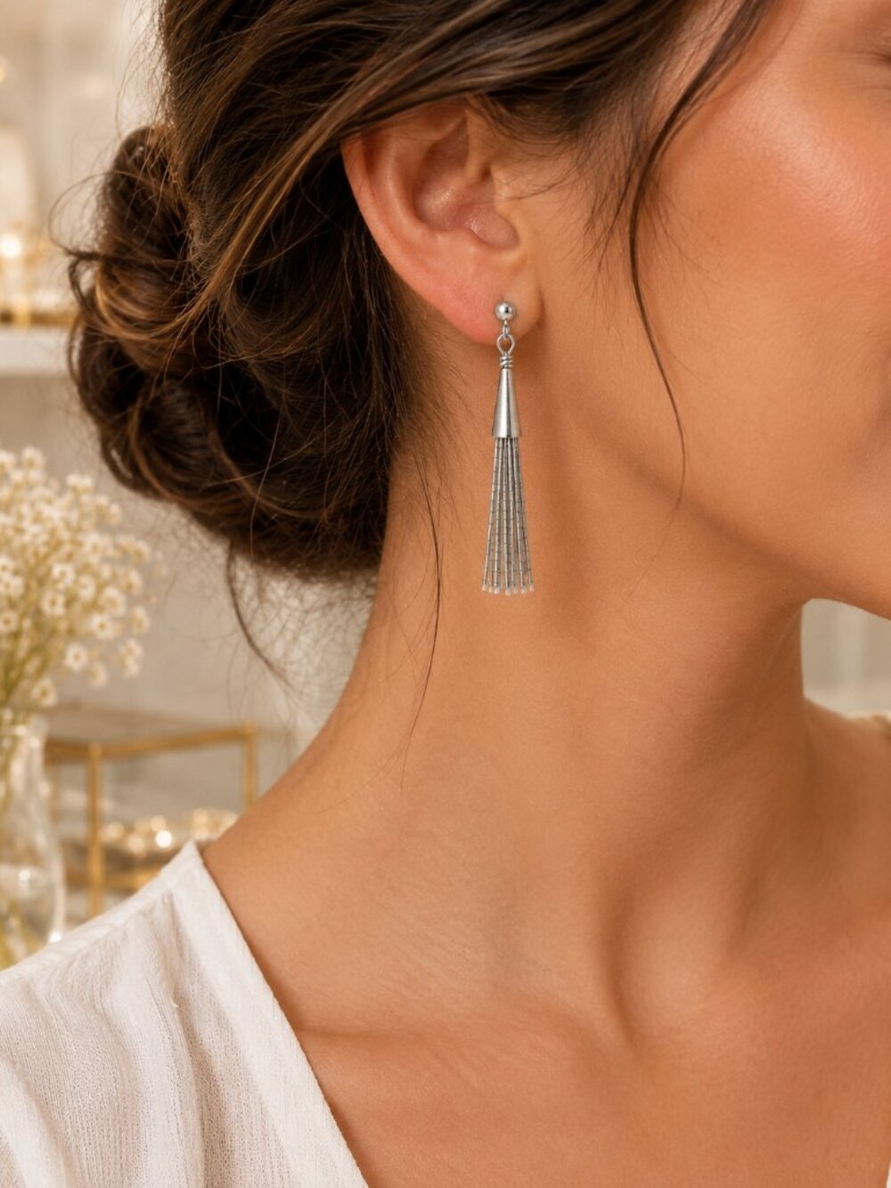 Mexican Sterling Silver .925 Liquid Silver Tassel Earrings